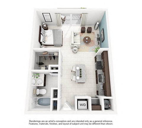 Floor plan for studio, 1 bath, 552 sqft